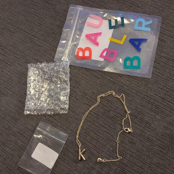 Bauble Bar Classic Gold Initial Necklace "K" - Gold Plated Brass - Picture 2 of 2